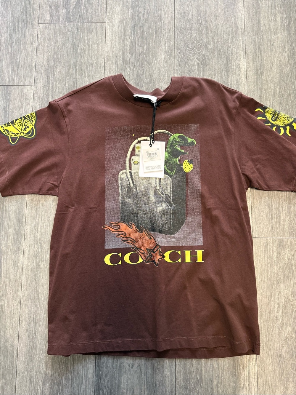 Coach Rexy Dinosaur Signature T-Shirt Top Cotton Men's Size XSmall Brown New